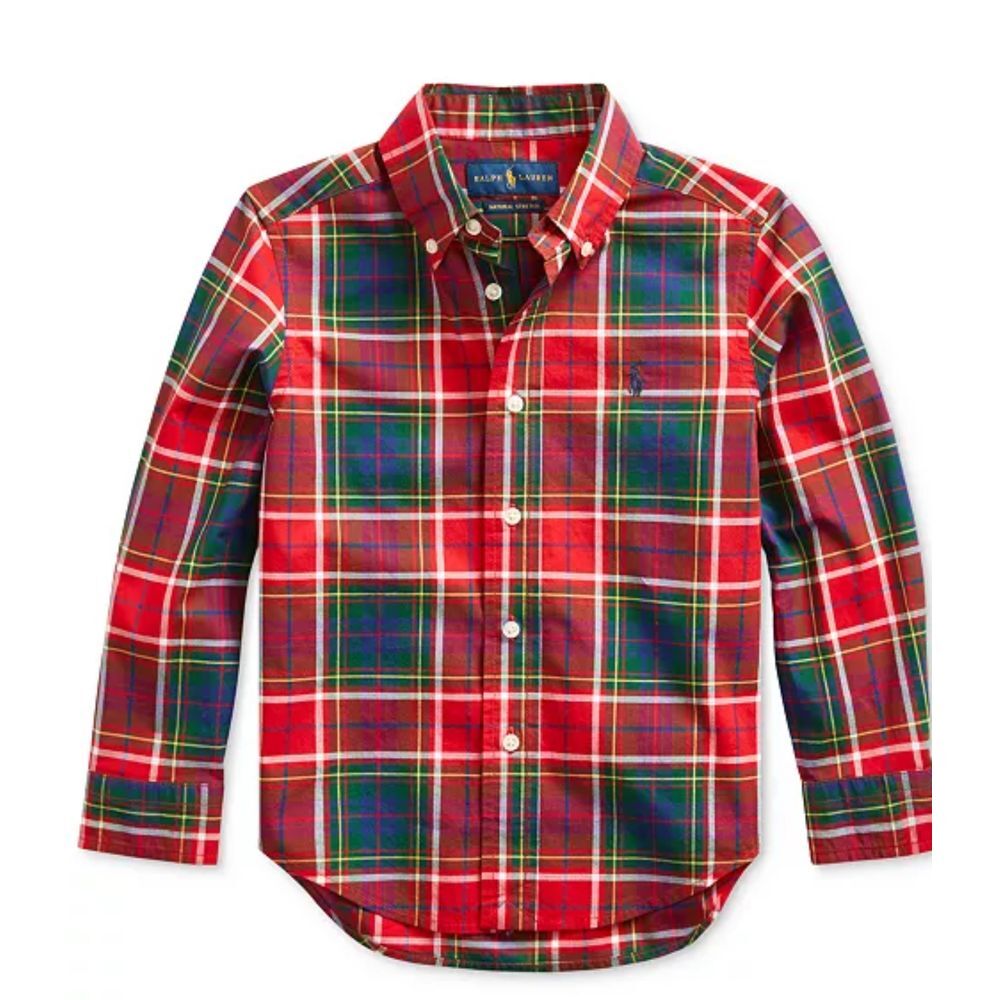 Polo Ralph Lauren Boys Plaid Cotton Poplin Shirt‎ size M 10-12